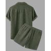 image:imageFlygo Mens Summer 2 Piece Outfits Waffle Sets Short Sleeve Shirts and Shorts Set Vacation Beach Outfit for MenArmy Green