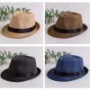 image:imageFlygo Mens Summer Straw Foldable Roll up Hat Fedora Beach Sun Hat UPF50Coffee