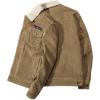image:imageFlygo Mens Vintage Button Down Slim Fit Fleece Lined Corduroy Jacket OuterwearKhaki