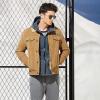 image:imageFlygo Mens Vintage Button Down Slim Fit Fleece Lined Corduroy Jacket OuterwearKhaki