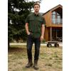 image:imageFlygo Work Shirts for Men Short Sleeve Cotton Button up Western Cowboy Cargo Utility Shirt Classic Work WearArmy Green