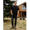 image:imageFlygo Work Shirts for Men Short Sleeve Cotton Button up Western Cowboy Cargo Utility Shirt Classic Work WearBlack