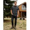 image:imageFlygo Work Shirts for Men Short Sleeve Cotton Button up Western Cowboy Cargo Utility Shirt Classic Work WearDark Grey