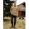image:imageFlygo Work Shirts for Men Short Sleeve Cotton Button up Western Cowboy Cargo Utility Shirt Classic Work WearKhaki