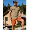 image:imageFlygo Work Shirts for Men Short Sleeve Cotton Button up Western Cowboy Cargo Utility Shirt Classic Work WearKhaki