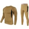 image:imageFlygo Men Thermal Underwear Set Soft Long Johns Set Sweat Quick Drying Tops and BottomKhaki