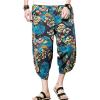 image:imageFlygo Mens Casual 3D Printed Loose Baggy Capris Harem Pants Medium Army Green1