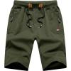 image:imageFlygo Mens Casual Knee Length Athletic Shorts with Zipped PocketsArmy Green