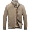 image:imageFlygo Mens Casual Winter Warm Fleece Sherpa Lined Cotton Bomber Jacket CoatDark Khaki