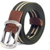 image:imageFlygo Mens Juniors Casual Braided Canvas Woven Fabric BeltArmy Green