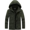 image:imageFlygo Mens Thicken Winter Fleece Lined Hooded Jacket Parkas with Removable HoodArmygreen