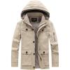 image:imageFlygo Mens Thicken Winter Fleece Lined Hooded Jacket Parkas with Removable HoodBeige