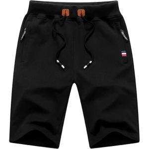image:imageFlygo Mens Casual Knee Length Athletic Shorts with Zipped PocketsBlack