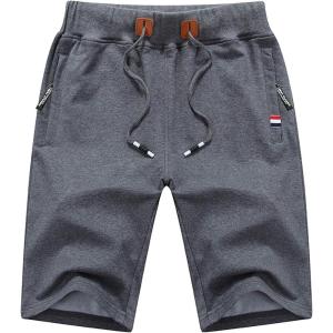 image:imageFlygo Mens Casual Knee Length Athletic Shorts with Zipped PocketsDark Grey