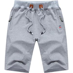 image:imageFlygo Mens Casual Knee Length Athletic Shorts with Zipped PocketsLight Grey