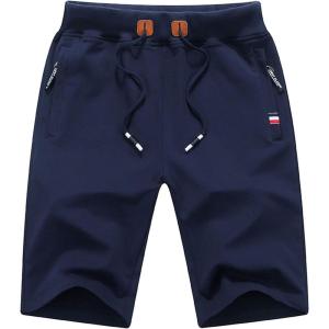 image:imageFlygo Mens Casual Knee Length Athletic Shorts with Zipped PocketsNavy