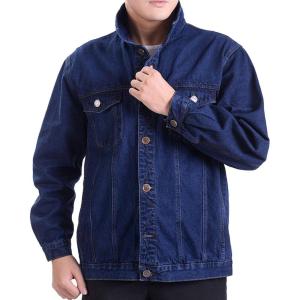 image:imageFlygo Mens Classic Unlined Denim Jacket Rugged Jean Trucker OuterwearDark Blue
