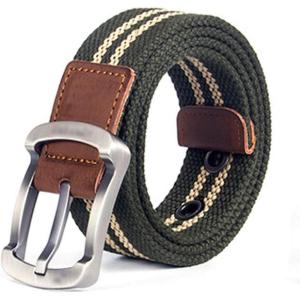image:imageFlygo Mens Juniors Casual Braided Canvas Woven Fabric BeltArmy Green