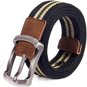 image:imageFlygo Mens Juniors Casual Braided Canvas Woven Fabric BeltBlack