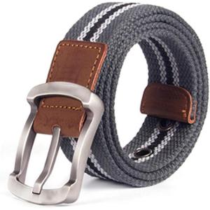 image:imageFlygo Mens Juniors Casual Braided Canvas Woven Fabric BeltGrey