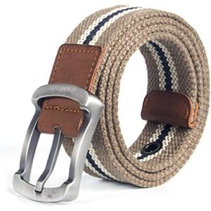 image:imageFlygo Mens Juniors Casual Braided Canvas Woven Fabric BeltKhaki