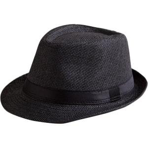 image:imageFlygo Mens Summer Straw Foldable Roll up Hat Fedora Beach Sun Hat UPF50Black