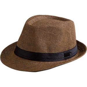 image:imageFlygo Mens Summer Straw Foldable Roll up Hat Fedora Beach Sun Hat UPF50Coffee