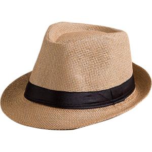 image:imageFlygo Mens Summer Straw Foldable Roll up Hat Fedora Beach Sun Hat UPF50Khaki