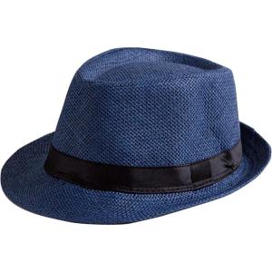 image:imageFlygo Mens Summer Straw Foldable Roll up Hat Fedora Beach Sun Hat UPF50Navy