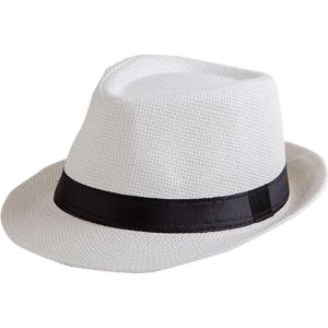image:imageFlygo Mens Summer Straw Foldable Roll up Hat Fedora Beach Sun Hat UPF50White
