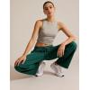 image:imageFlygo Womens Barrel Pants Cotton Wide Leg Enzyme Wash Baggy Pants High Elastic Waisted Lounge Trousers with PocketsOliveGreenL