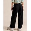 image:imageFlygo Womens Barrel Pants Cotton Wide Leg Enzyme Washed Drawstring Pants High Elastic Waisted Lounge Trousers with PocketsBlack