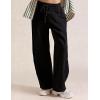 image:imageFlygo Womens Barrel Pants Cotton Wide Leg Enzyme Washed Drawstring Pants High Elastic Waisted Lounge Trousers with PocketsBlack