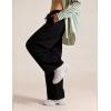 image:imageFlygo Womens Barrel Pants Cotton Wide Leg Enzyme Washed Drawstring Pants High Elastic Waisted Lounge Trousers with PocketsBlack