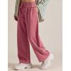 image:imageFlygo Womens Barrel Pants Cotton Wide Leg Enzyme Washed Drawstring Pants High Elastic Waisted Lounge Trousers with PocketsCoralpink