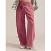 image:imageFlygo Womens Barrel Pants Cotton Wide Leg Enzyme Washed Drawstring Pants High Elastic Waisted Lounge Trousers with PocketsCoralpink