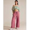 image:imageFlygo Womens Barrel Pants Cotton Wide Leg Enzyme Washed Drawstring Pants High Elastic Waisted Lounge Trousers with PocketsCoralpink