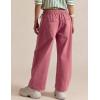 image:imageFlygo Womens Barrel Pants Cotton Wide Leg Enzyme Washed Drawstring Pants High Elastic Waisted Lounge Trousers with PocketsCoralpink