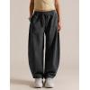 image:imageFlygo Womens Barrel Pants Cotton Wide Leg Enzyme Washed Drawstring Pants High Elastic Waisted Lounge Trousers with PocketsGrey