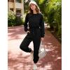 image:imageFlygo Womens Casual One Piece Jumpsuits Long Sleeve Crewneck Open Back Rompers Wide Leg Drawstring Waist Outfits with PocketsBlack