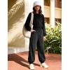 image:imageFlygo Womens Casual One Piece Jumpsuits Long Sleeve Crewneck Open Back Rompers Wide Leg Drawstring Waist Outfits with PocketsBlack