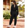 image:imageFlygo Womens Casual One Piece Jumpsuits Long Sleeve Crewneck Open Back Rompers Wide Leg Drawstring Waist Outfits with PocketsBlack