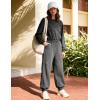 image:imageFlygo Womens Casual One Piece Jumpsuits Long Sleeve Crewneck Open Back Rompers Wide Leg Drawstring Waist Outfits with PocketsDarkgrey