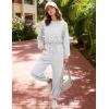 image:imageFlygo Womens Casual One Piece Jumpsuits Long Sleeve Crewneck Open Back Rompers Wide Leg Drawstring Waist Outfits with PocketsLightgrey