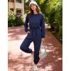 image:imageFlygo Womens Casual One Piece Jumpsuits Long Sleeve Crewneck Open Back Rompers Wide Leg Drawstring Waist Outfits with PocketsNavyblue