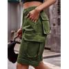 image:imageFlygo Womens Elastic Waist Cargo Denim Shorts Butt Lift MultiPockets Loose Fit Casual Bermuda ShortsArmy Green