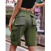 image:imageFlygo Womens Elastic Waist Cargo Denim Shorts Butt Lift MultiPockets Loose Fit Casual Bermuda ShortsArmy Green