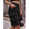 image:imageFlygo Womens Elastic Waist Cargo Denim Shorts Butt Lift MultiPockets Loose Fit Casual Bermuda ShortsBlack