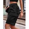 image:imageFlygo Womens Elastic Waist Cargo Denim Shorts Butt Lift MultiPockets Loose Fit Casual Bermuda ShortsBlack