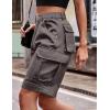 image:imageFlygo Womens Elastic Waist Cargo Denim Shorts Butt Lift MultiPockets Loose Fit Casual Bermuda ShortsGrey